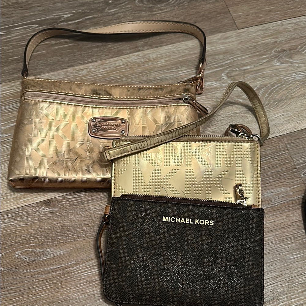 Michael Kors Gold and Black Clutch Set